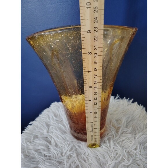 Amber Bubble Glass Vase by Creative Artisans, hand blown. - Picture 3 of 6